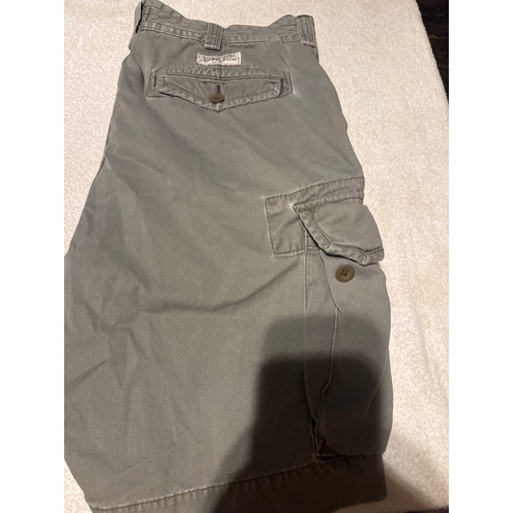 Polo Ralph Lauren Classic Chino Cargo Shorts Olive Grey Size 38 Mens Vintage - Picture 5 of 5